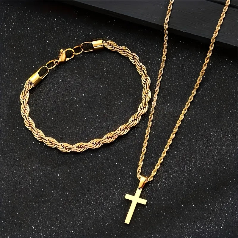 Golden Cross Pendant Necklace