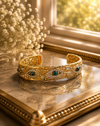 Luxury Evil Eye Gold Cuff Bangle for Women | CZ Stone Statement Bracelet