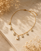 Elegant Gold Crystal Drop Necklace for Women | CZ Charm Pendant with Chain