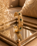 Luxury Evil Eye Gold Cuff Bangle for Women | CZ Stone Statement Bracelet