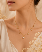 Elegant Gold Crystal Drop Necklace for Women | CZ Charm Pendant with Chain