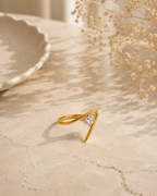 Adya Elara Pear-Cut Solitaire Gold-Plated Ring for Women