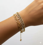 Golden Multilayer Pearl & Charm Bracelet