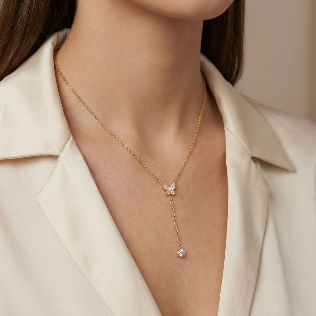 Adya Butterfly Drop Pendant Necklace