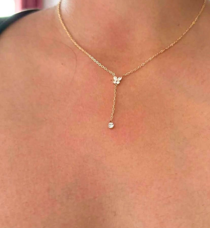 Adya Butterfly Drop Pendant Necklace