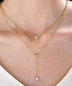 Adya Double Layer Crystal Drop Pendant Necklace