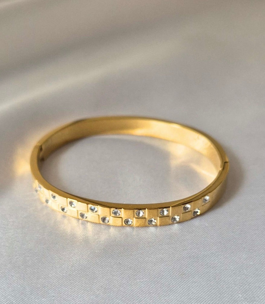 Adya Crystal Studded Gold-Tone Bangle