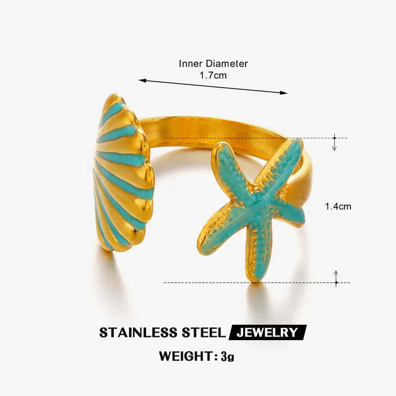 Adya Multicolor Aqua Shell Ring for Women