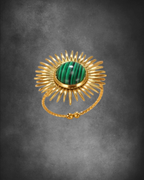 Adya Gold And Green Emerald Sunburst Ring For Women