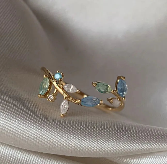 Adya Gold And Blue Azurevine Ring For Women