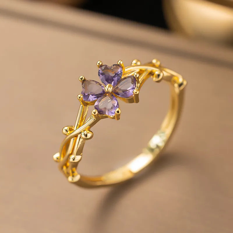 Adya Lilac Blossom Gold-Plated Floral Ring for Women