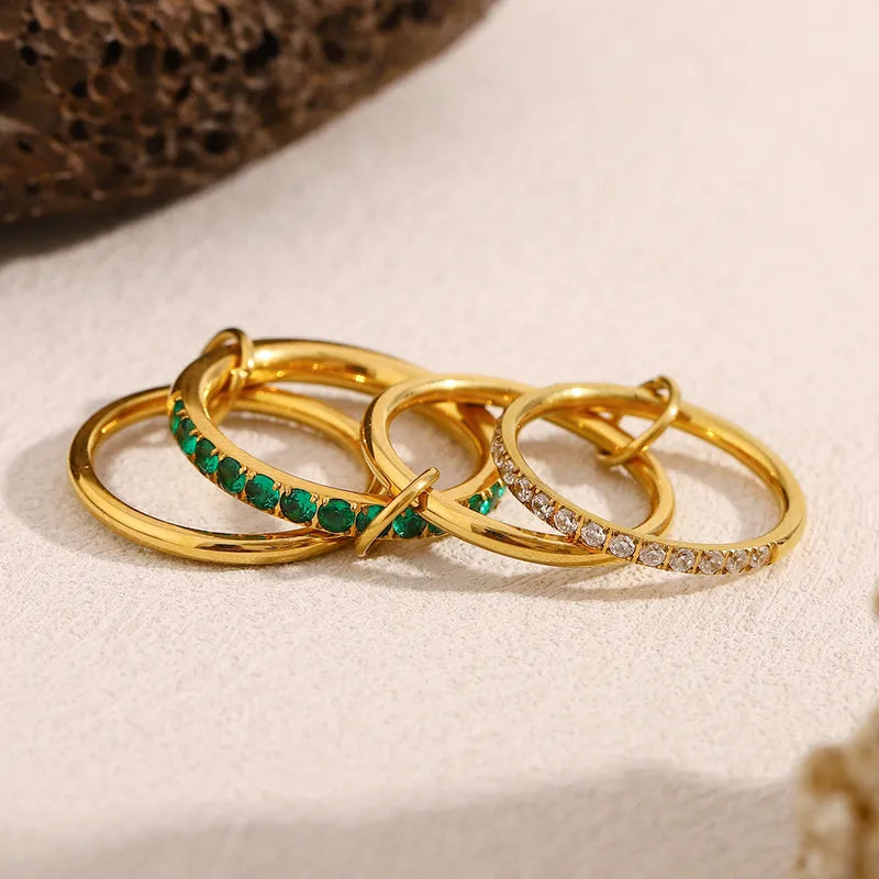 Adya Emerald Luxe Gold-Plated Stack Ring Set for Women