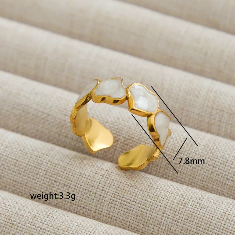 Adya Pearl Hearts Gold-Plated Band Ring for Women