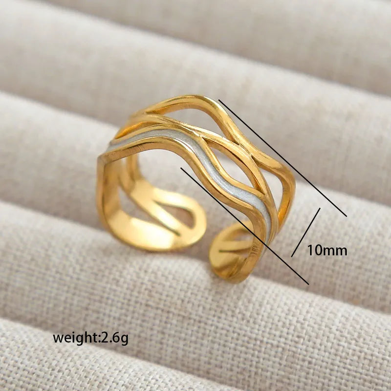 Adya Gold Pearl Wave Ring For Women