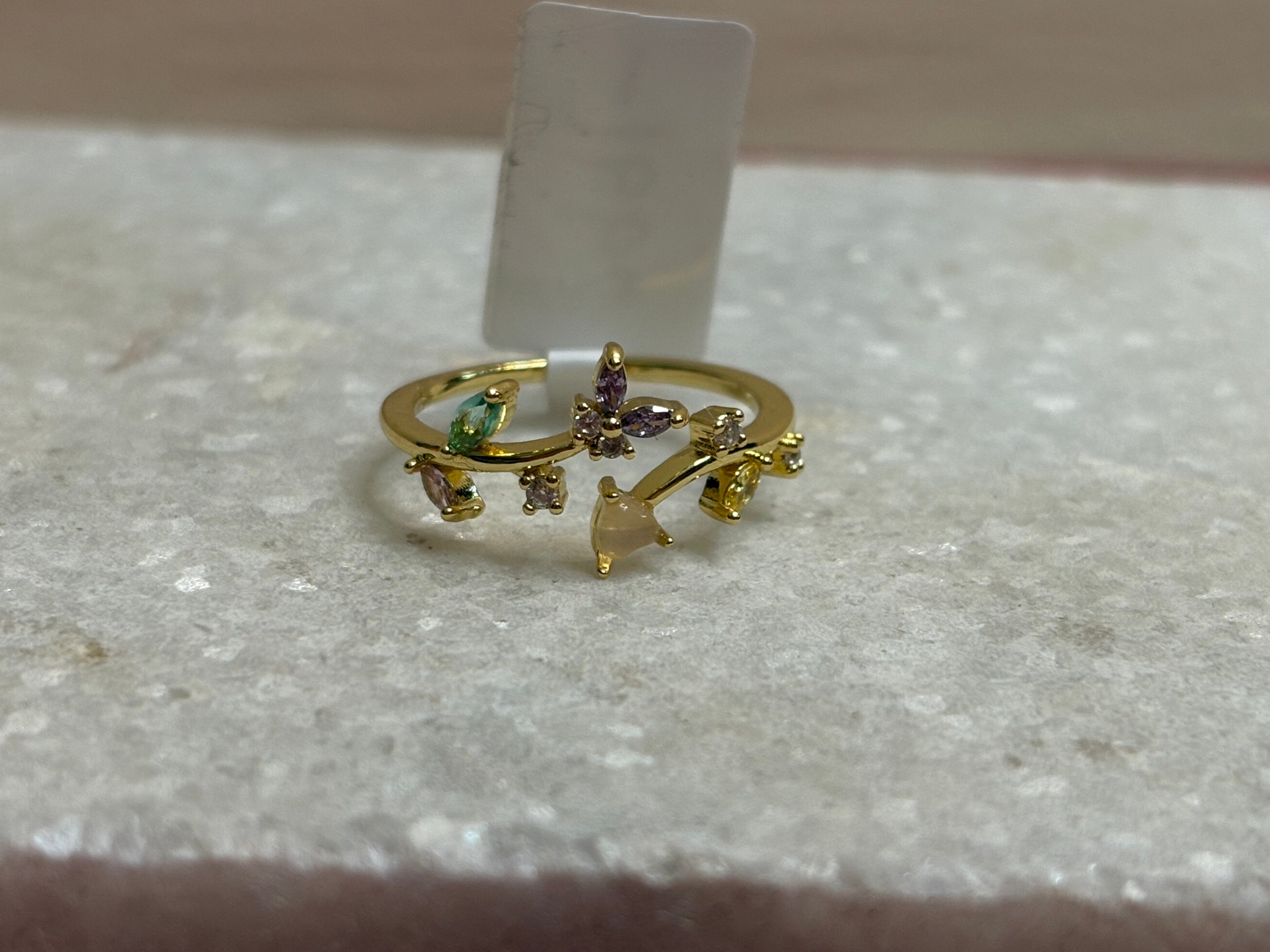 Adya Lilac Meadow Gold-Plated Floral Ring for Women
