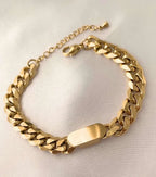 Gold-Toned Cuban Link ID Bracelet for Women | Minimalist Chain Bracelet