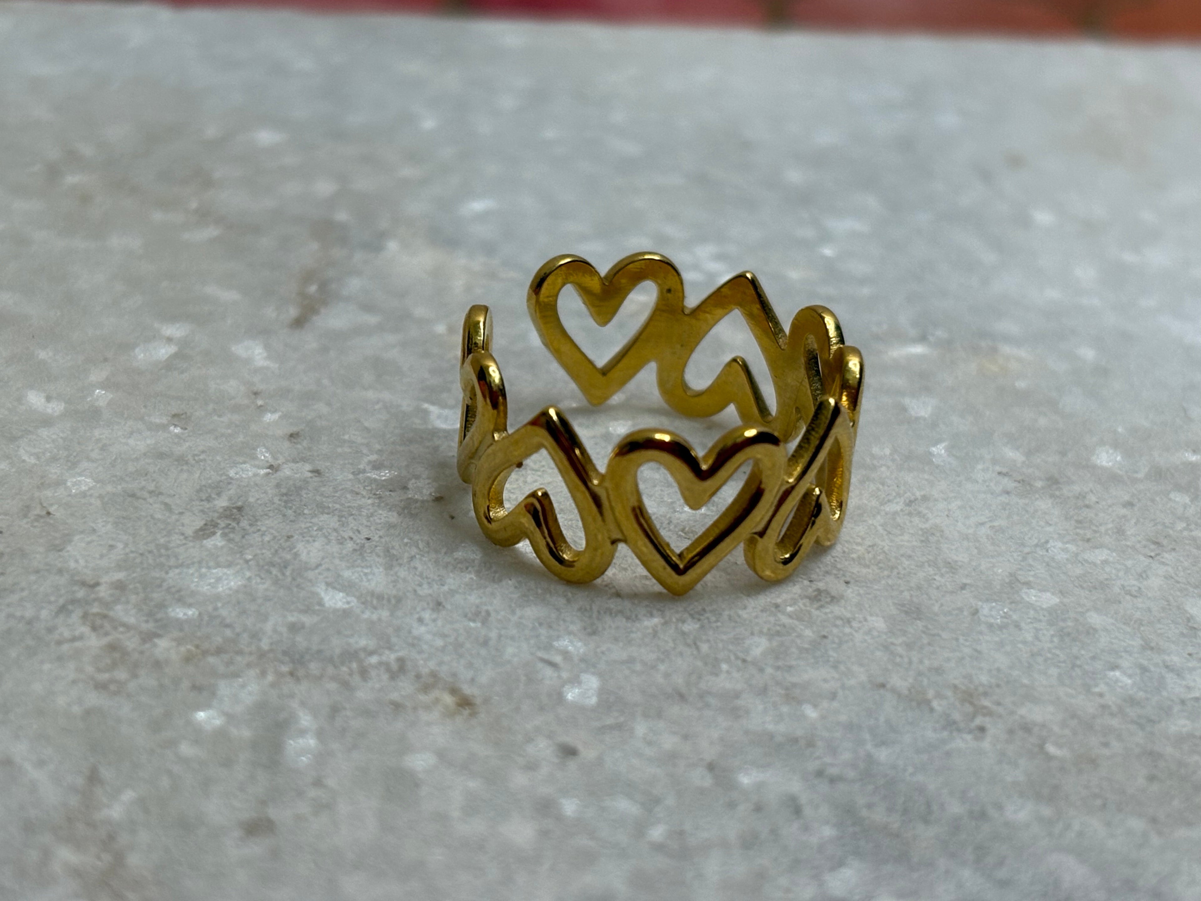 Adya Eternal Hearts Gold-Plated Band Ring for Women