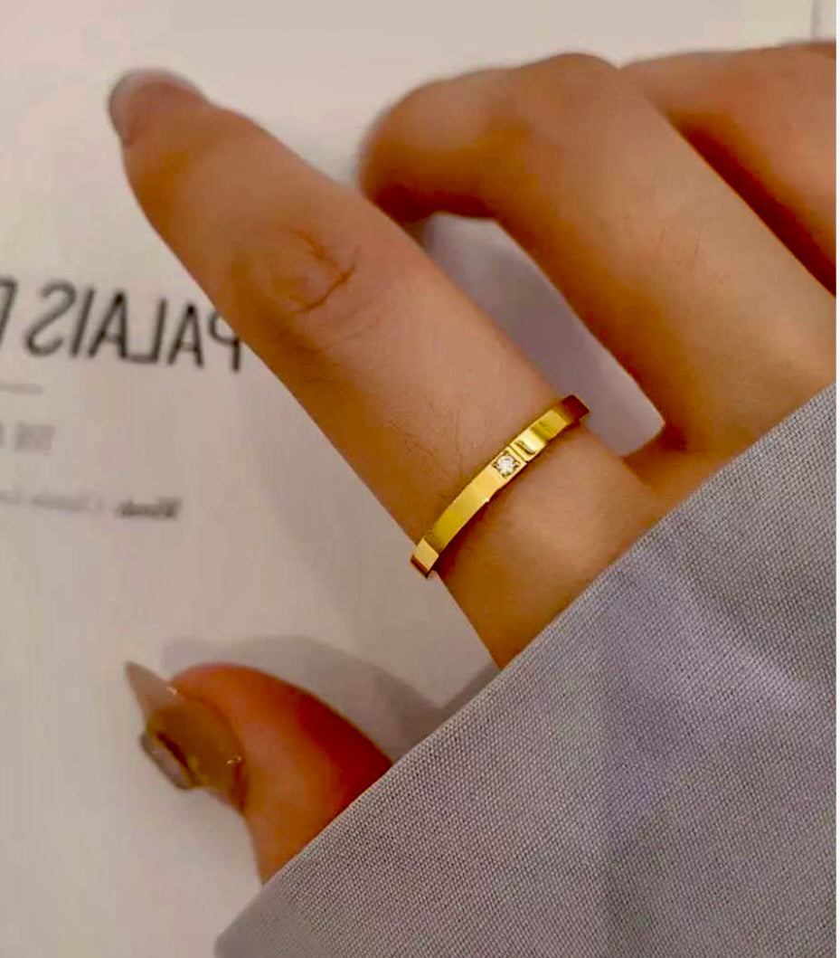 Adya Celestia Solitaire Gold-Plated Ring for Women