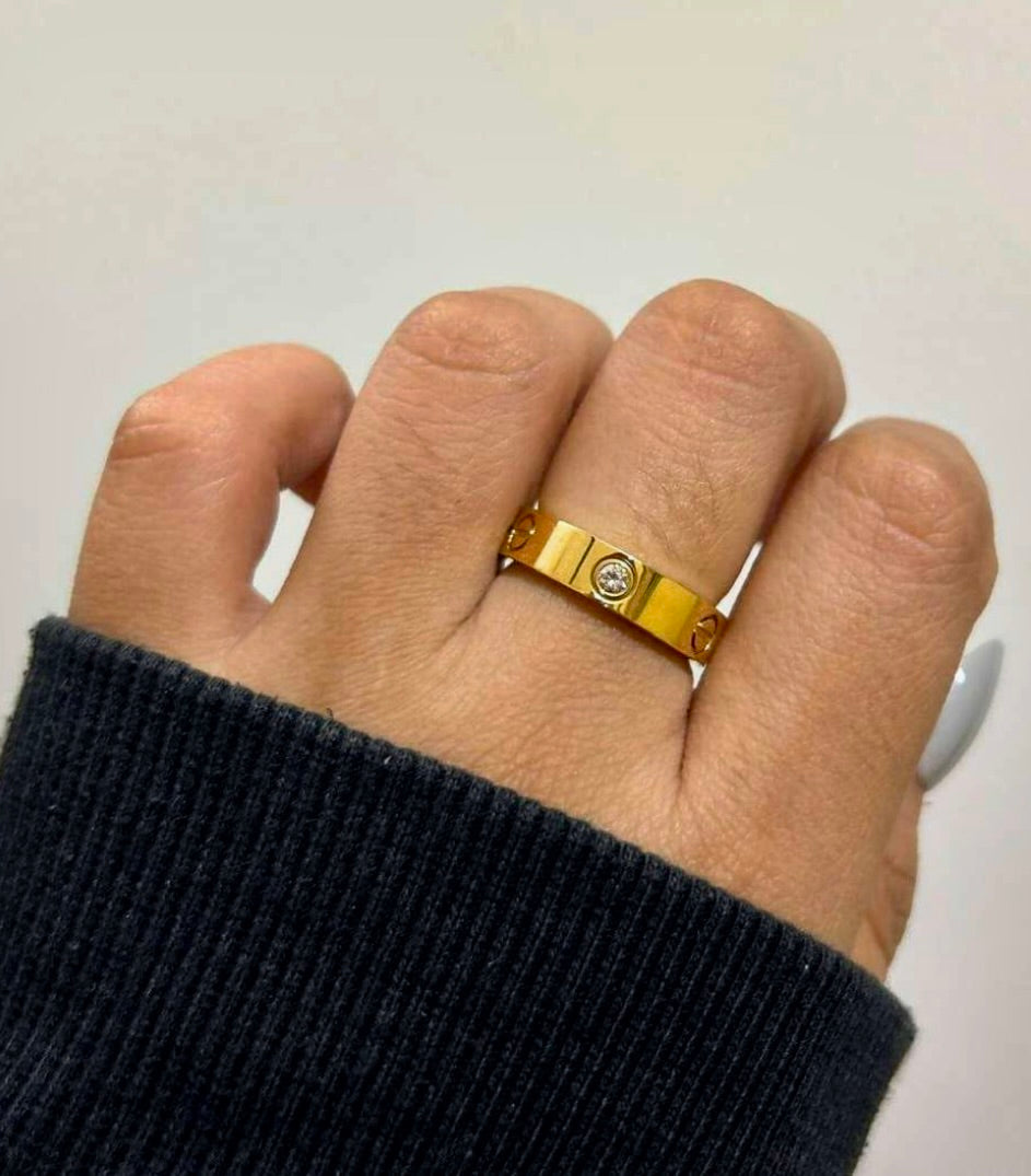 Adya Northstar Solitaire Gold-Plated Band Ring for Women