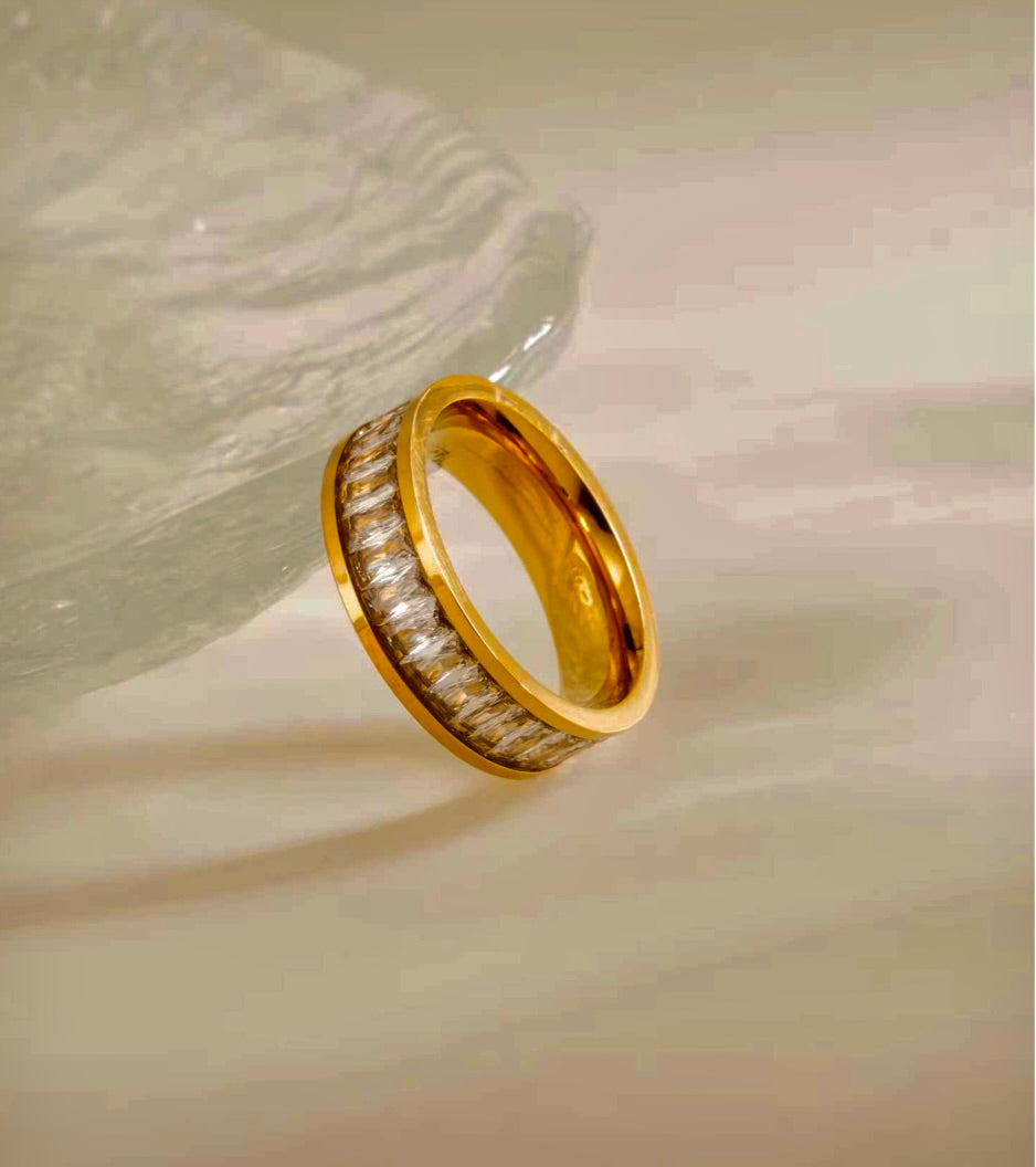 Adya Seraphina Crystal Gold-Plated Eternity Ring for Women