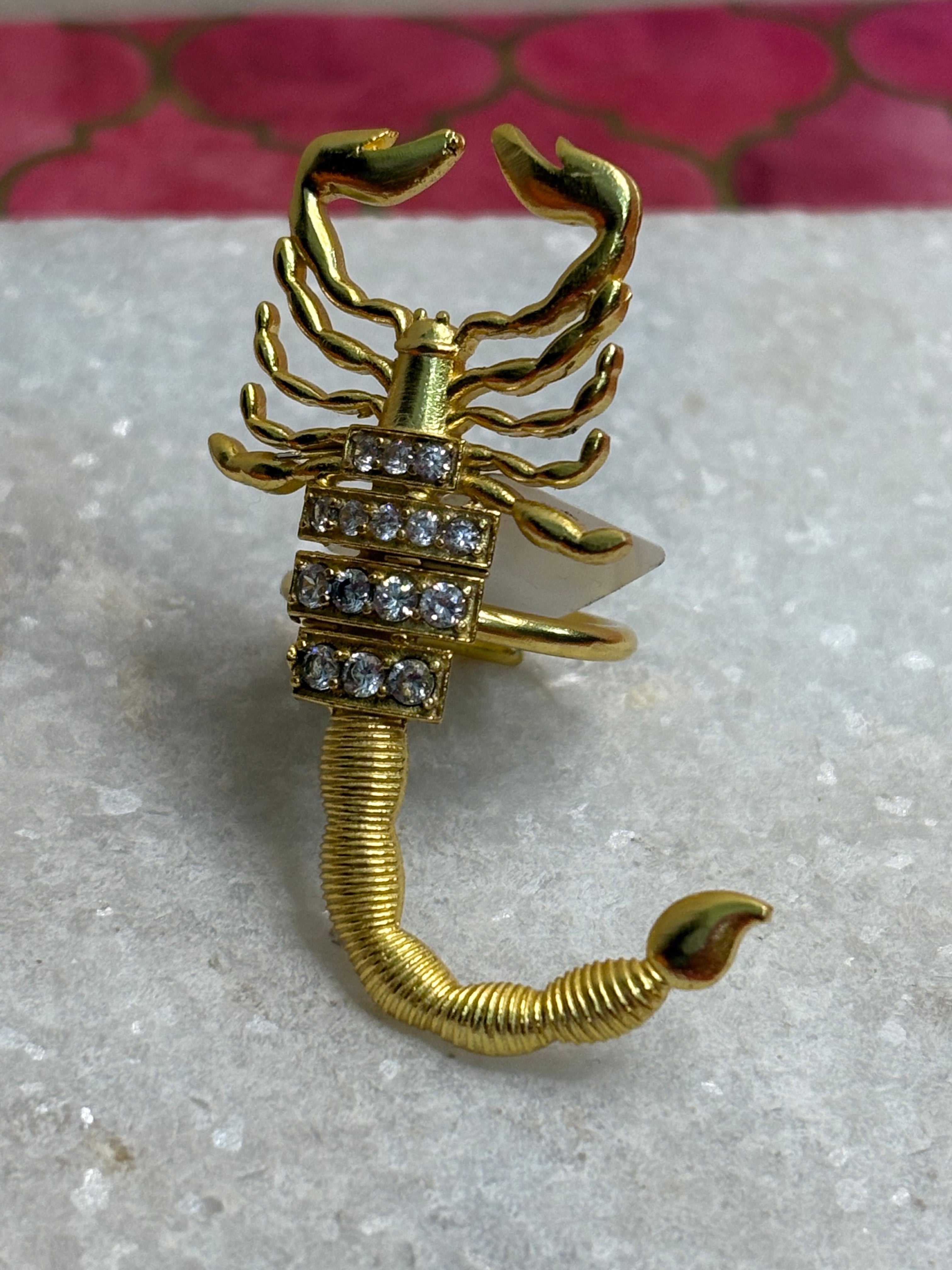 Adya Scorpio Gold-Plated Adjustable Statement Ring for Women