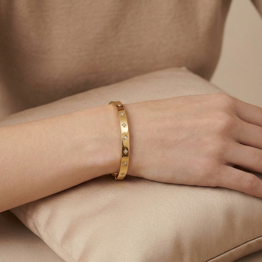 Adya Crystal Studded Gold-Tone Bangle