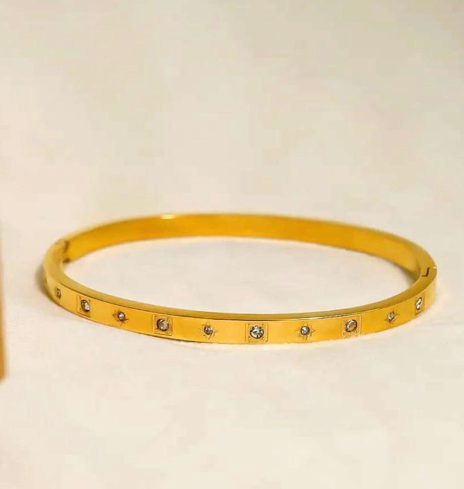 Adya Crystal Studded Gold-Tone Bangle