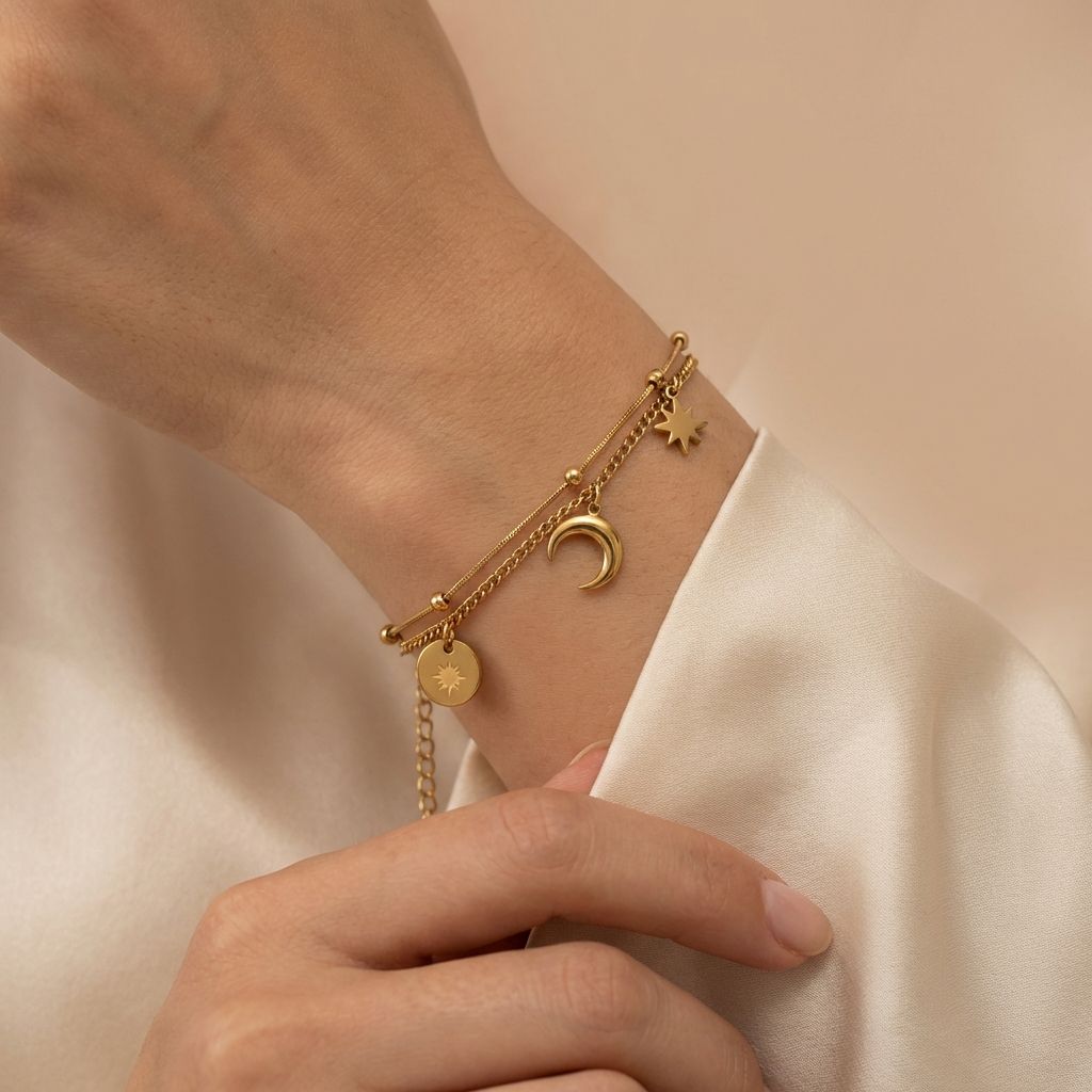 Adya Celestial Sun Moon Star Charm Bracelet
