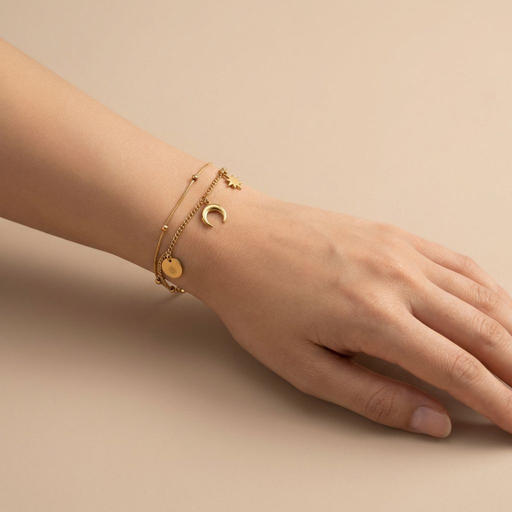 Adya Celestial Sun Moon Star Charm Bracelet