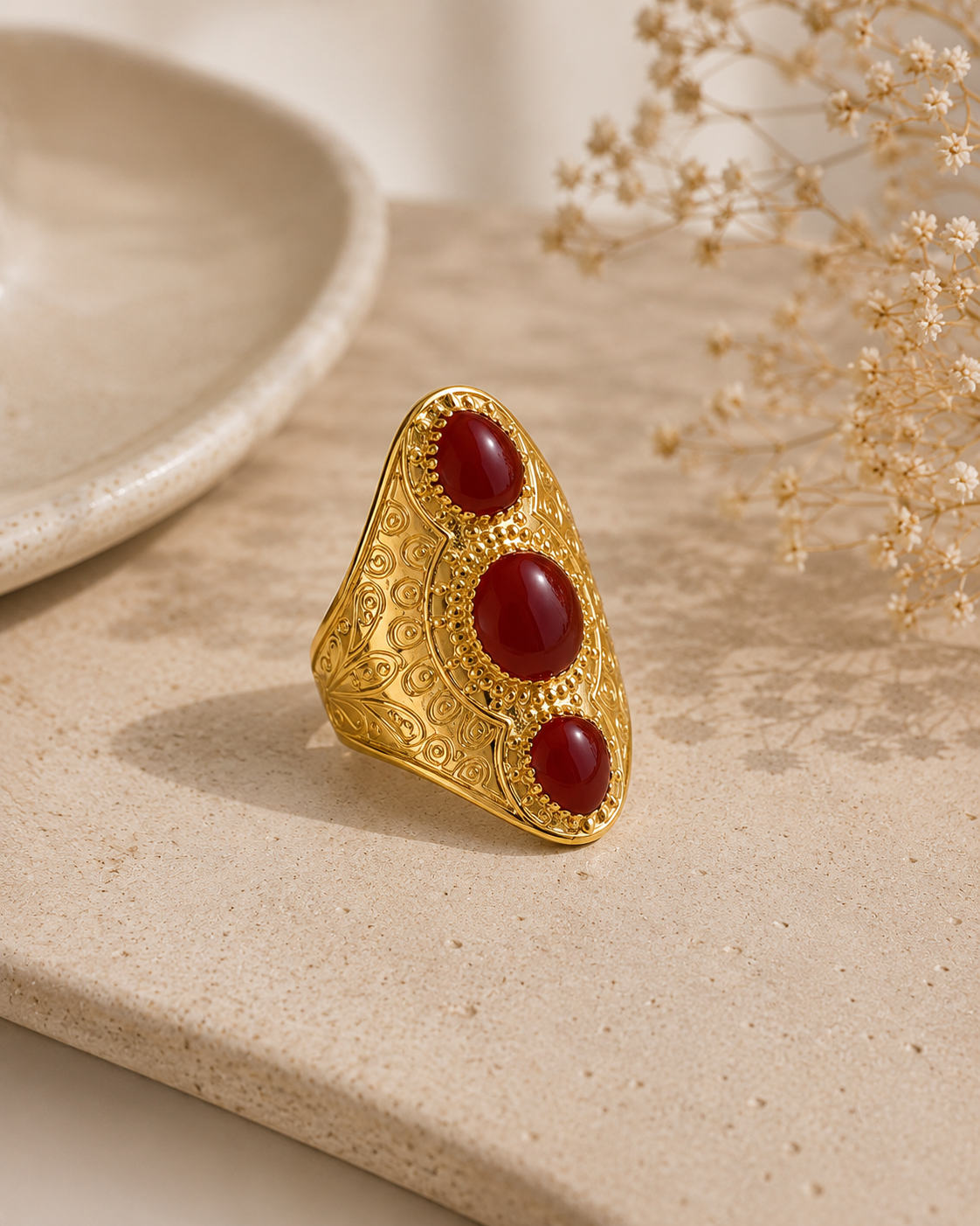 Adya Royale Crimson Heritage Statement Ring for Women