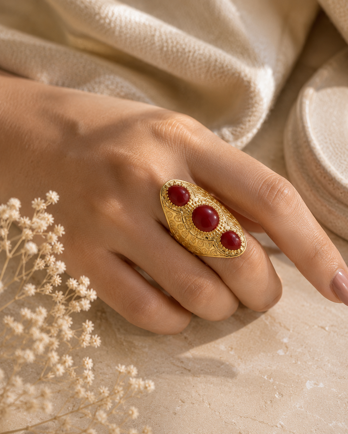 Adya Royale Crimson Heritage Statement Ring for Women