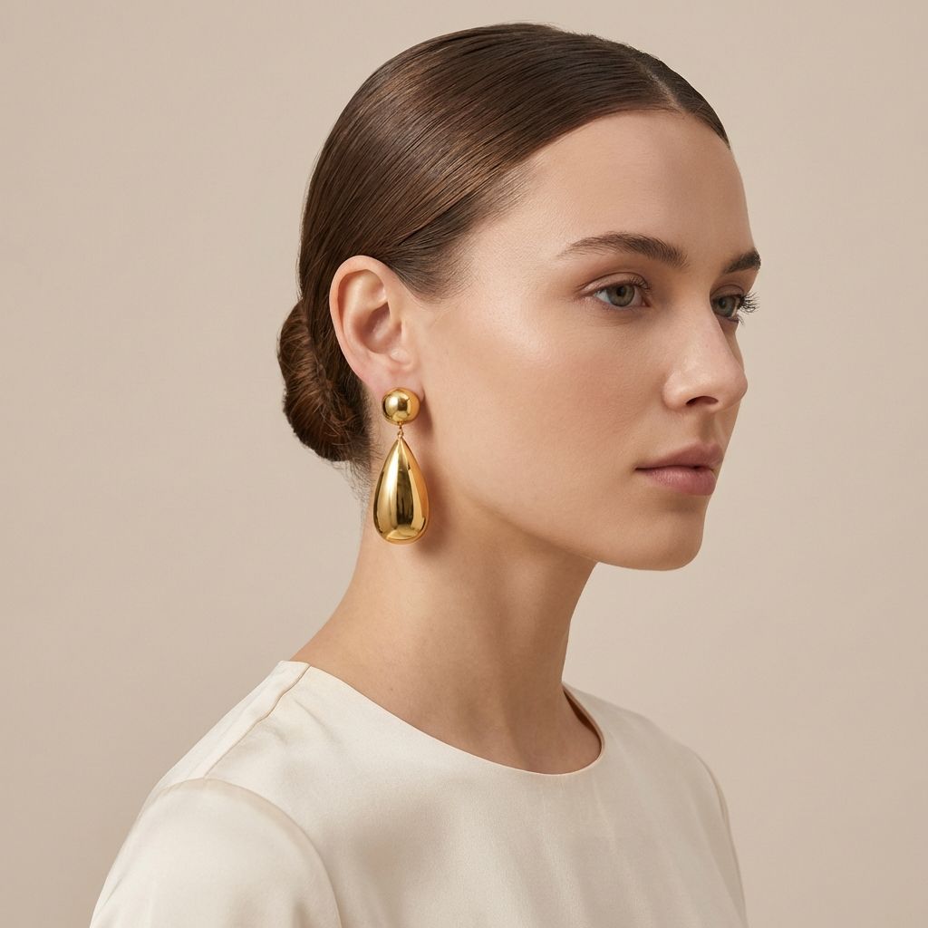 Gold Teardrop Statement Earrings for Women