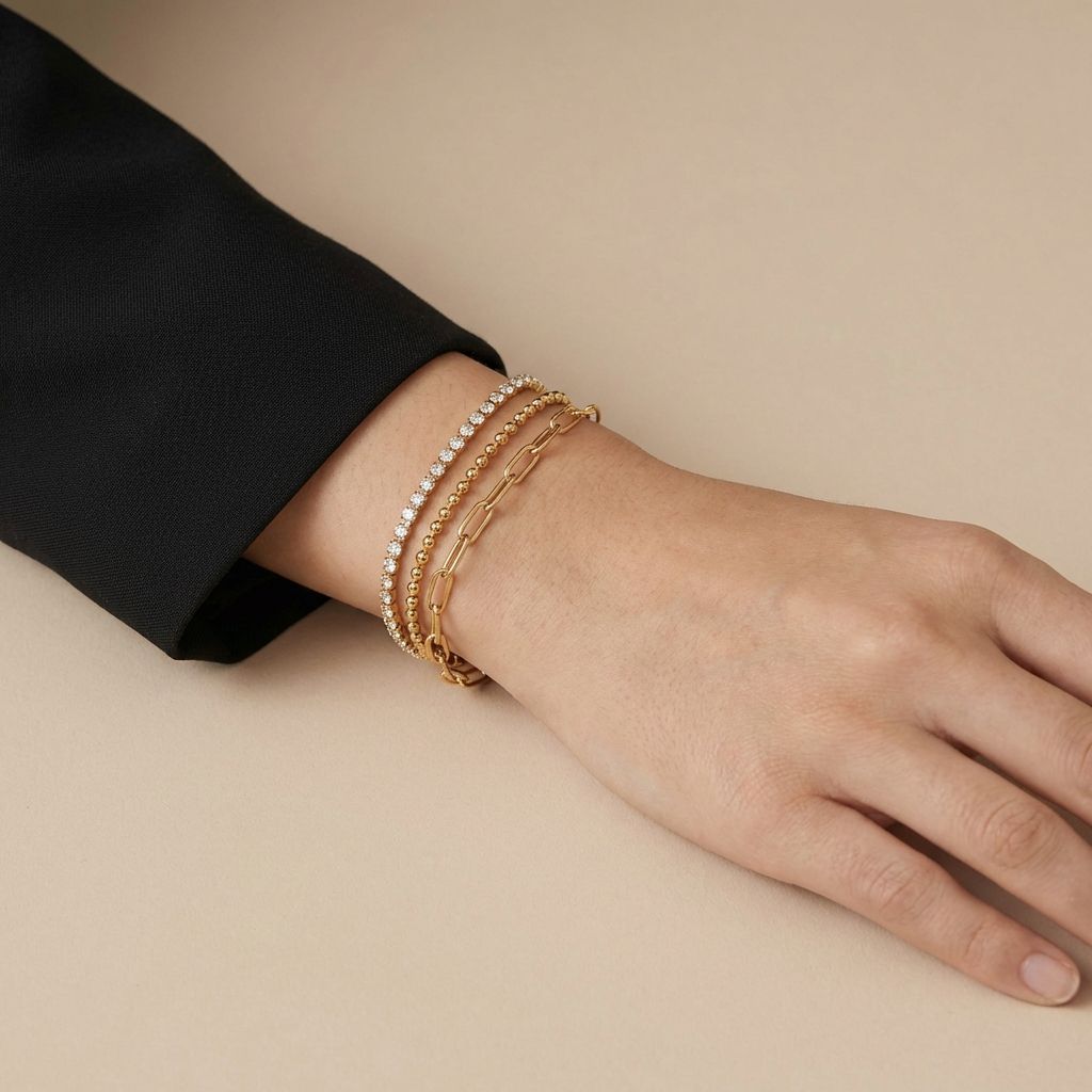 Adya Triple Layer Crystal & Link Bracelet