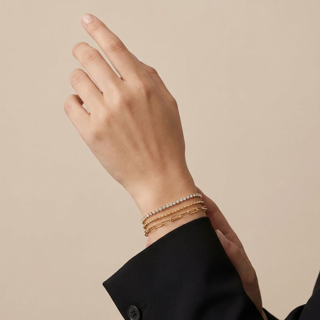 Adya Triple Layer Crystal & Link Bracelet