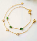 Adya Floral Green & Crystal Charm Bracelet
