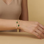 Adya Floral Green & Crystal Charm Bracelet