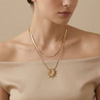Adya Double Layer Sunburst Pendant Necklace