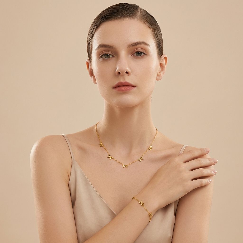 Adya Bow Charm Layered Necklace
