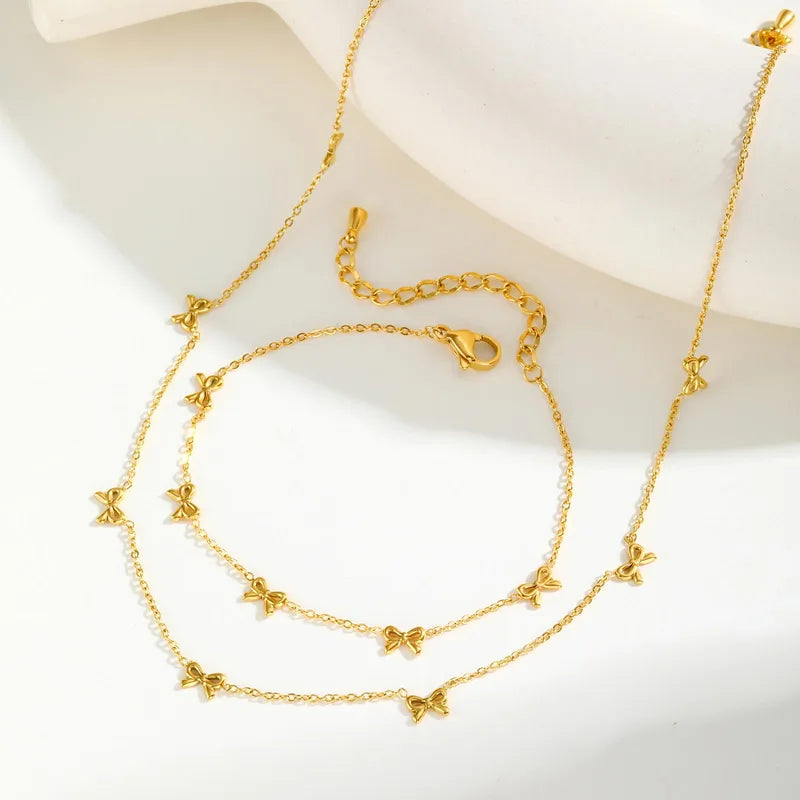 Adya Bow Charm Layered Necklace