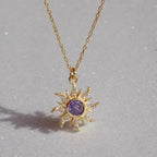 Adya Purple Sunburst Crystal Pendant Necklace