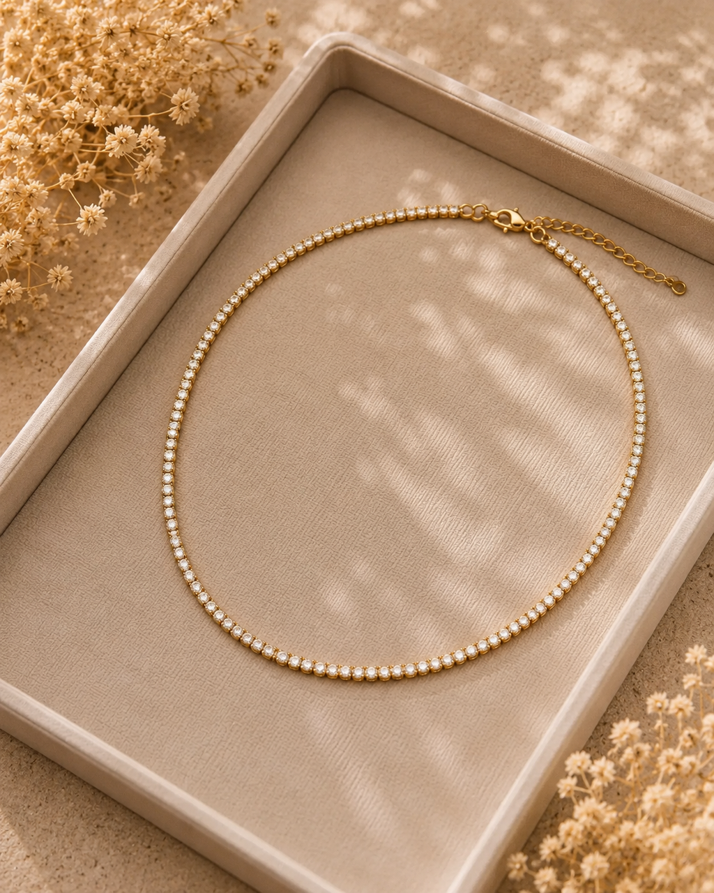 Luxury Gold Tennis Pendant Necklace for Women | Cubic Zirconia Crystal Chain Necklace