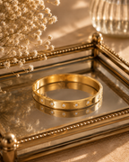 Minimalist Gold Geometric Crystal Bangle for Women | Gold-Toned CZ Stone Bracelet