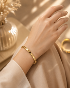 Minimalist Gold Geometric Crystal Bangle for Women | Gold-Toned CZ Stone Bracelet