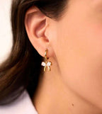 Gold Bow Crystal Drop Earrings for Women