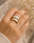 Adya Ivory Elegance Gold-Plated Statement Ring for Women