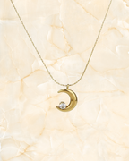 Crescent Moon Crystal Pendant Necklace
