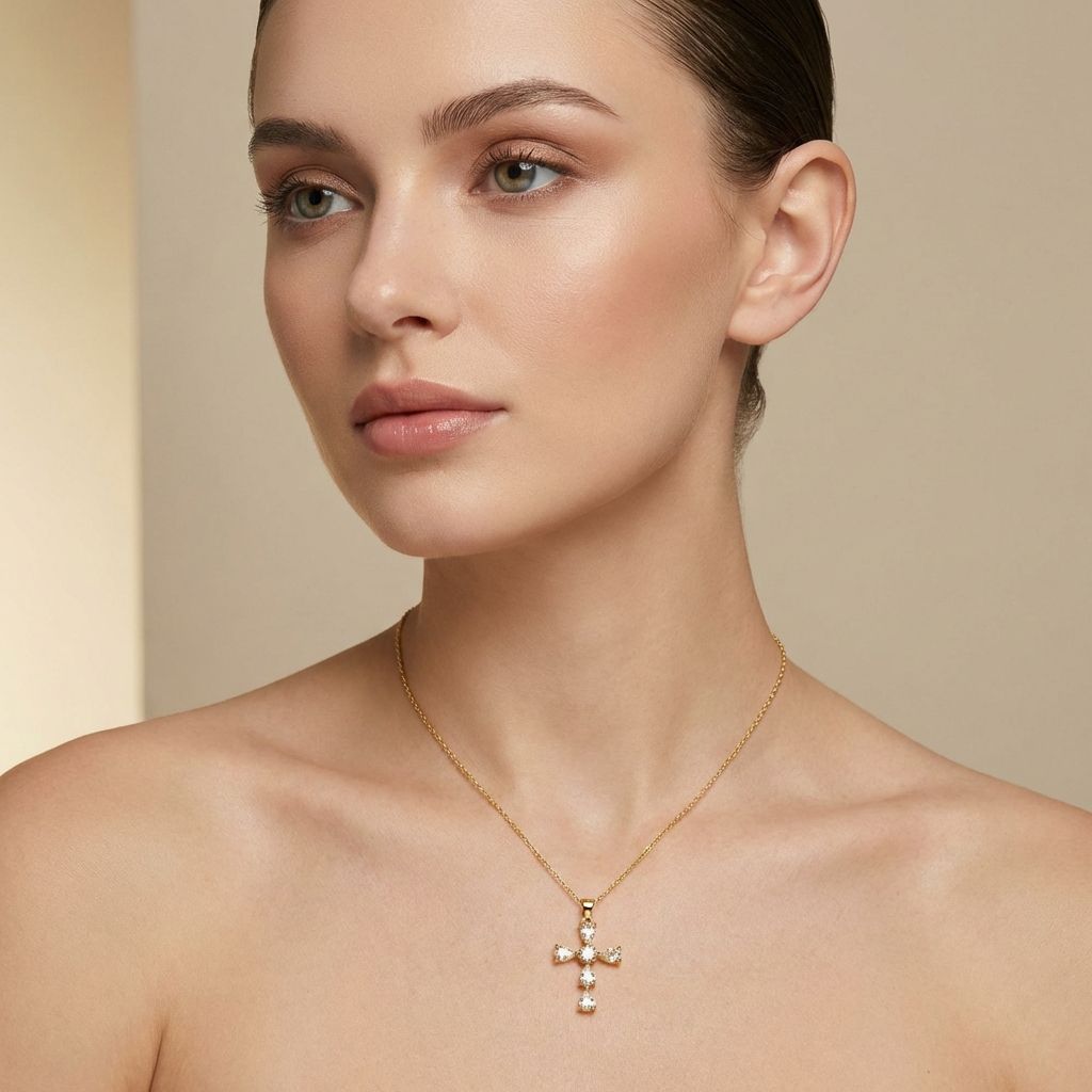 Adya Crystal Cross Pendant