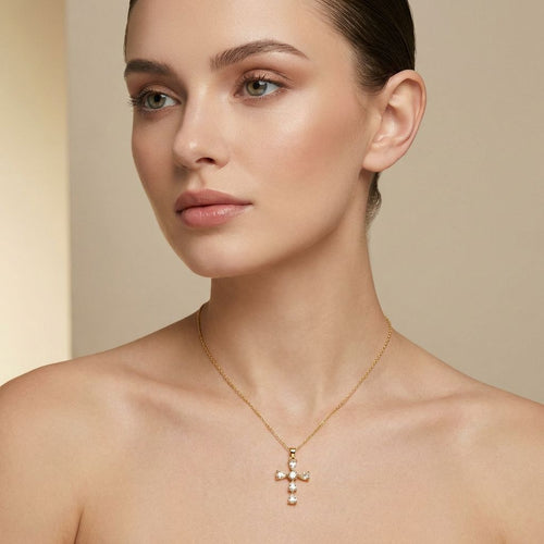 Adya Crystal Cross Pendant