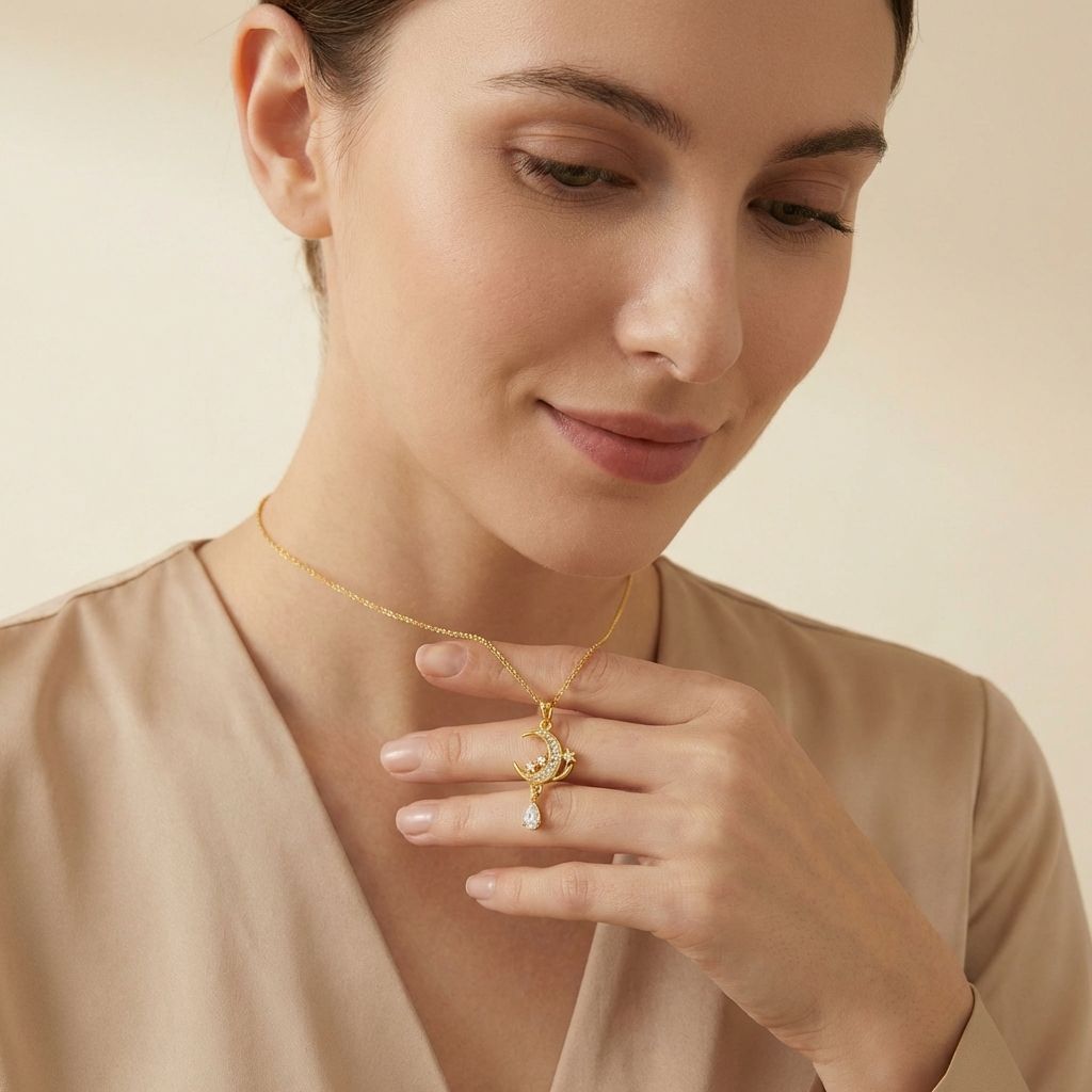 Adya Crescent Drop Pendant Necklace