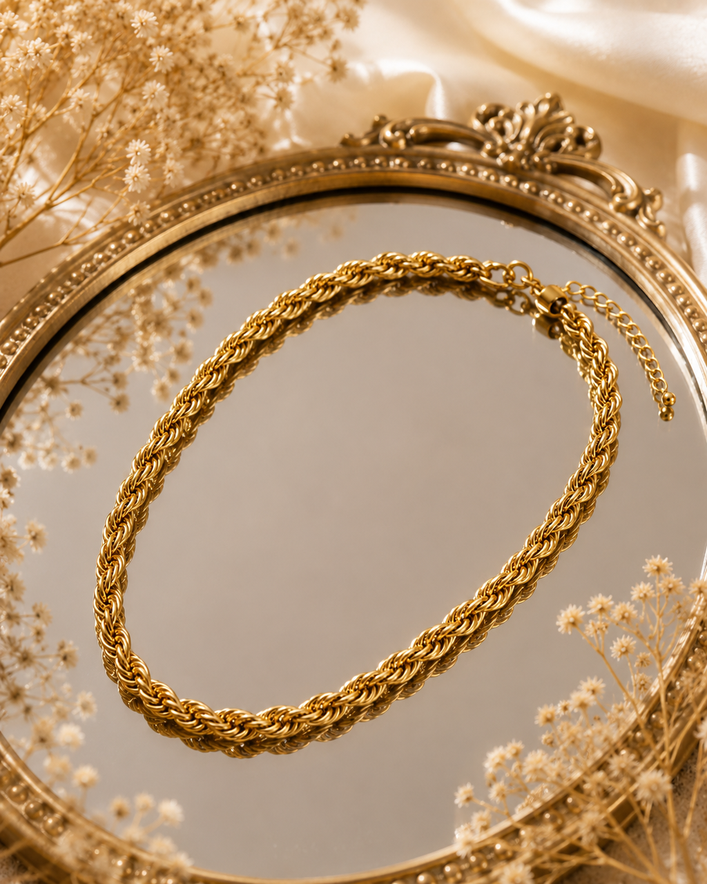 Classic Gold Rope Chain Necklace for Women | Twisted Chain Necklace